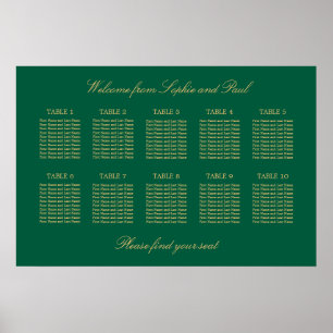 Groen Goud Beige 10 Tafel Stoelen Chart Poster