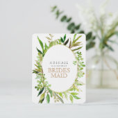 Groen & Goud Blad ingelijst Zal u bruidsmeisje wor Kaart (Staand voorkant)