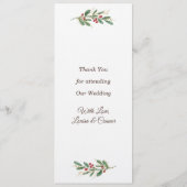 Groen Goud Bladeren Rode Berry Wedding Menu (Achterkant)