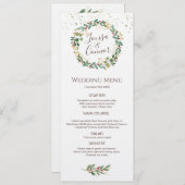 Groen Goud Bladeren Rode Berry Wedding Menu (Voorkant / Achterkant)