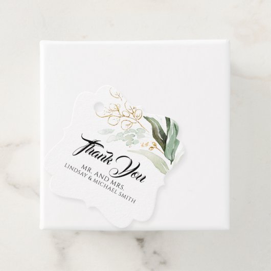 Groen Goud Bladeren Schattige Bruiloft Dank u Bedankjes Labels (In situ)