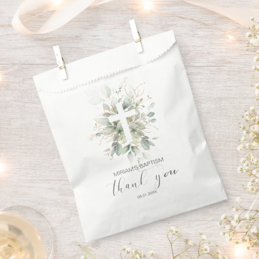 Groen Goud Bladgroen Kruis Doop Dank u Bedankzakje (Geknipt)