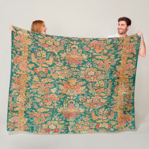 Groen goud bloem perzisch turks patroon fleece deken