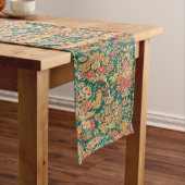 Groen goud bloem perzisch turks patroon lange tafelloper (Voorbeeld)