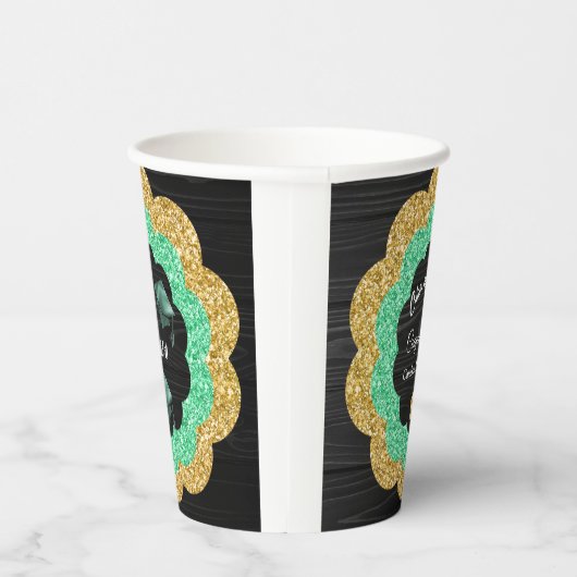 Groen Goud Bloemen Afstudeerfeest Papieren Bekers (Rechts)