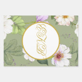 Groen Goud Bloemen Elegant Modern Monogram Inpakpapier Vel (Voorkant 2)