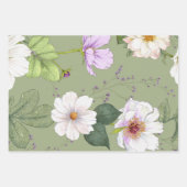 Groen Goud Bloemen Elegant Modern Monogram Inpakpapier Vel (Voorkant)