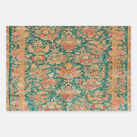 Groen goud bloemen Perzische Turkse stijl decoupag Inpakpapier Vel (Voorkant 2)