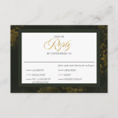 Groen & Goud Bloemrijke Elegante Calligrafie Bruil Informatiekaartje (Voorkant)