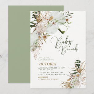 Groen & Goud Boho Botanische Baby Shower Brunch Kaart