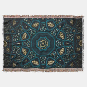Groen Goud Boho Rosette Mandala Deken