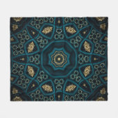 Groen Goud Boho Rosette Mandala Fleece Deken (Voorkant (Horizontaal))