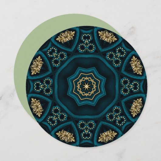 Groen Goud Boho Rosette Mandala Kaart (Voorkant / Achterkant)