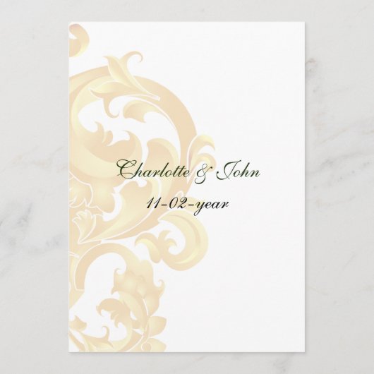 Groen Goud Bruiloft Menu (Achterkant)