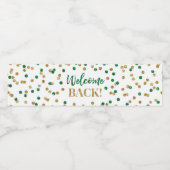Groen Goud Confetti Welkom Terug Waterfles Etiket (Enkel label)