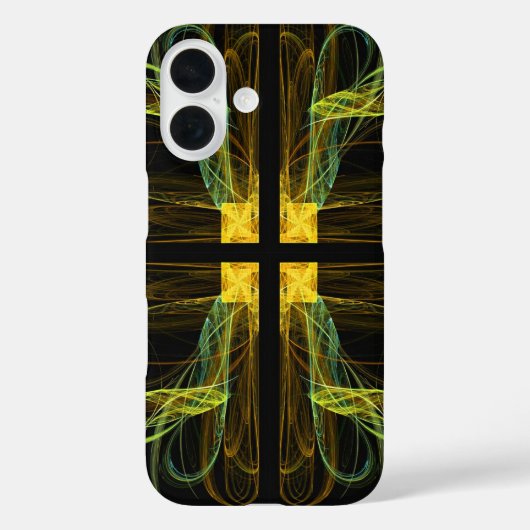 Groen & Goud Cross Fractal telefoonhoesje Case-Mate iPhone Case (Achterkant)