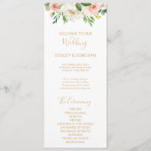 Groen & Goud Elegant Bloemen Huwelijk Programma (Voorkant)