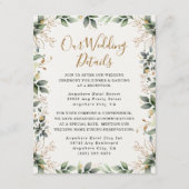 Groen Goud Elegante Waterverf Boho Leaf Bruiloft Informatiekaartje (Voorkant)