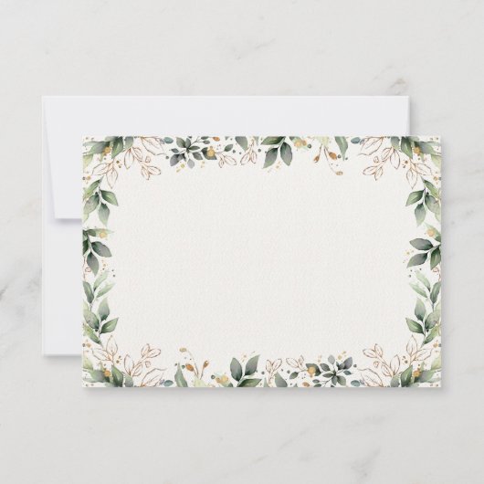 Groen Goud Elegante Waterverf Boho Leaf Bruiloft RSVP Kaartje (Achterkant)