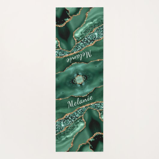 Groen Goud Emerald Custom Jouw naam Yoga Mat (Achterkant)