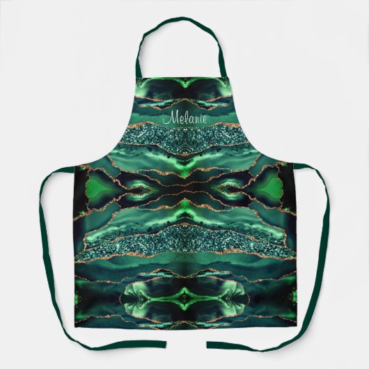 Groen Goud Emerald Custom Name Schort (Voorkant)