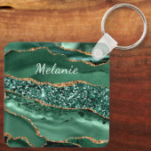 Groen Goud Emerald Custom Name Sleutelhanger Gift (Achterkant)