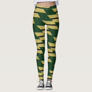 Groen Goud en Navy Geometric Patterned Leggings