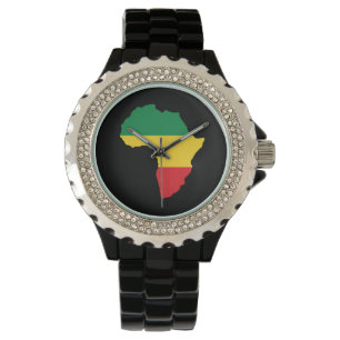 Groen, goud en rood Afrika vlag Horloge