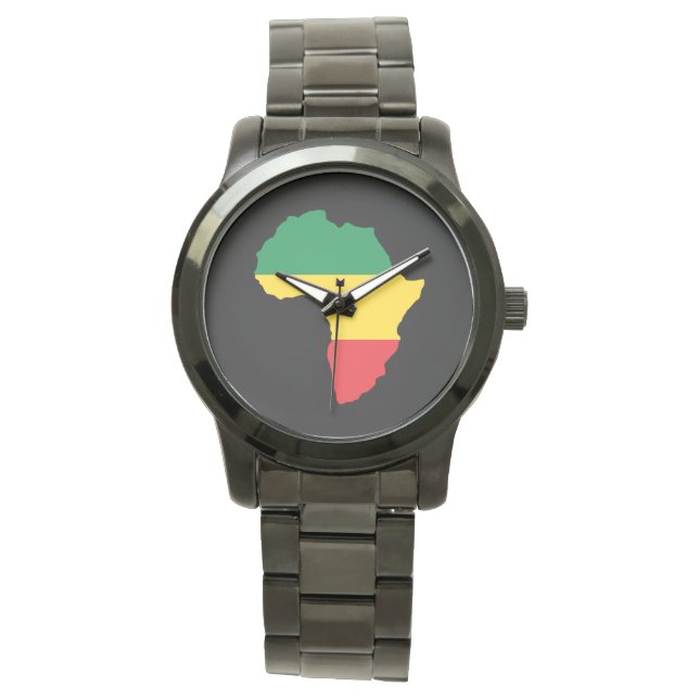Groen, goud en rood Afrika vlag Horloge (Voorkant)