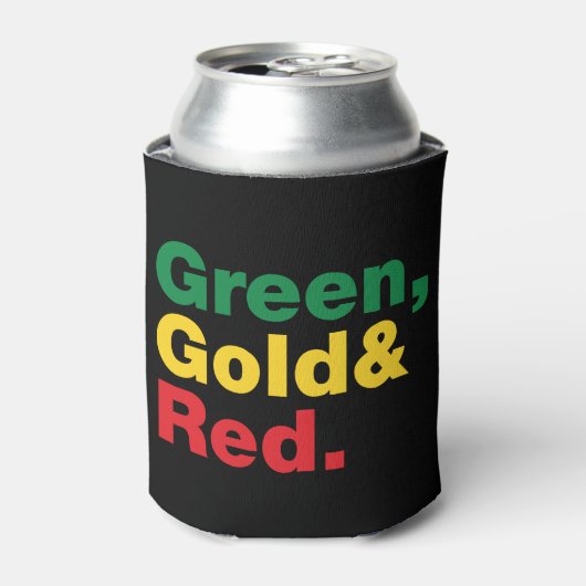 Groen, goud en rood. blikjeskoeler (Blikje Voorkant)