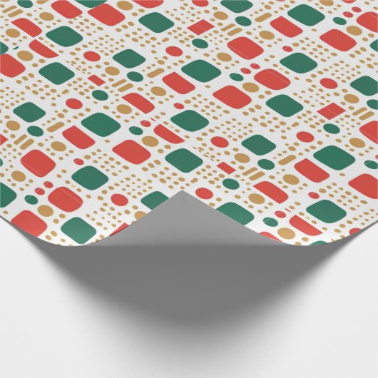Groen, Goud en Rood Boho MOD Scandi Kerstmis Cadeaupapier (Hoek)
