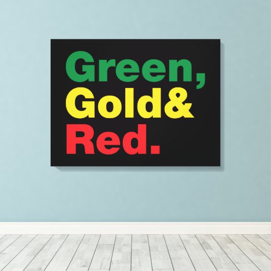 Groen, goud en rood. canvas afdruk (Insitu (Houten vloer))