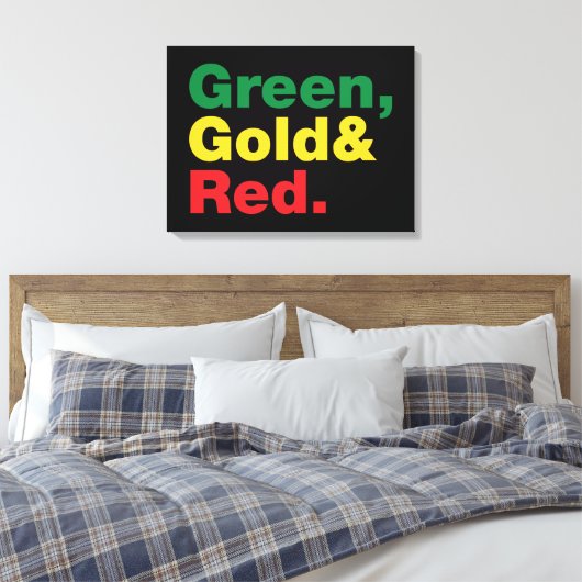 Groen, goud en rood. canvas afdruk (Insitu (Slaapkamer))