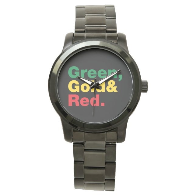 Groen, goud en rood. horloge (Voorkant)