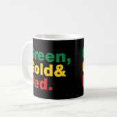 Groen, goud en rood. koffiemok (Voorkant links)