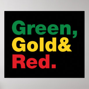 Groen, goud en rood. poster
