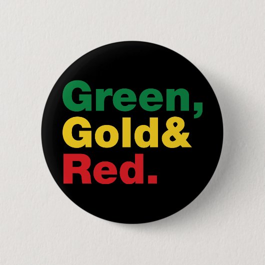 Groen, goud en rood. ronde button 5,7 cm (Voorkant)