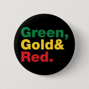 Groen, goud en rood. ronde button 5,7 cm