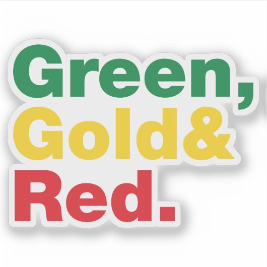Groen, goud en rood. sticker (Voorkant)