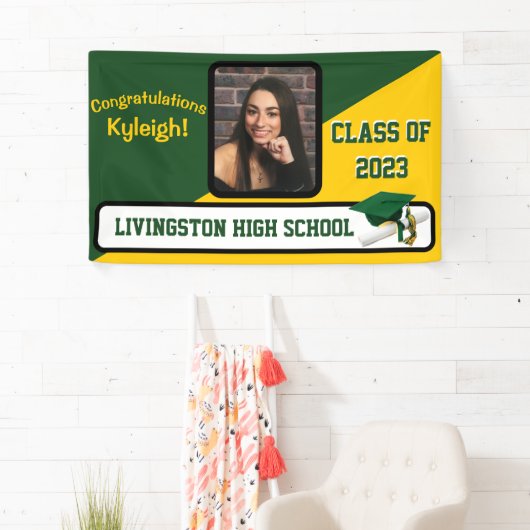 Groen, goud en wit Afstuderen Spandoek (Insitu)