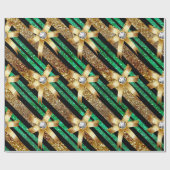 Groen goud- en zwarte faux Glitter Gold Diamond Bo Cadeaupapier (Vlak)