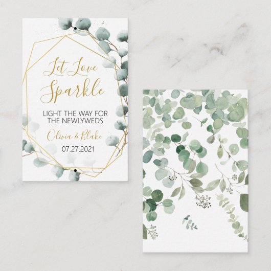 Groen & Goud Eucalyptus Sparkler Label (Voorkant / Achterkant)