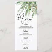 Groen Goud Eucalyptus Verlaat Script bruiloft Menu (Voorkant)
