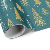 Groen Goud Fancy Glitter Cadeaupapier (Rol Hoek)