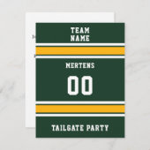 Groen & Goud Football Tailgate Party Uitnodiging (Voorkant / Achterkant)