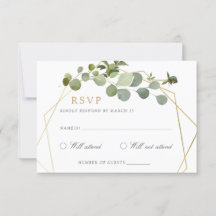 Groen Goud Geometrisch Lijst Elegant Bruiloft RSVP