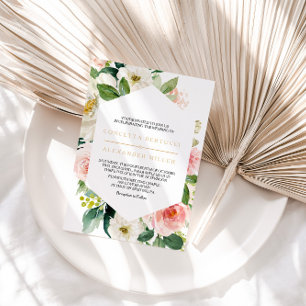 Groen & Goud Geometrische Elegante Bloemen bruilof Kaart