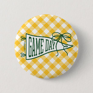 Groen & Goud Gingham Speldag Wimpel  Ronde Button 5,7 Cm