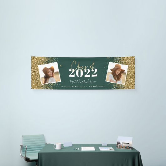 groen goud glitter 2 fotoklasse afstuderen spandoek (Beurs)