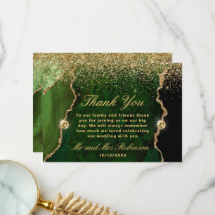 Groen Goud Glitter Agaten Trouwring Bedankkaart